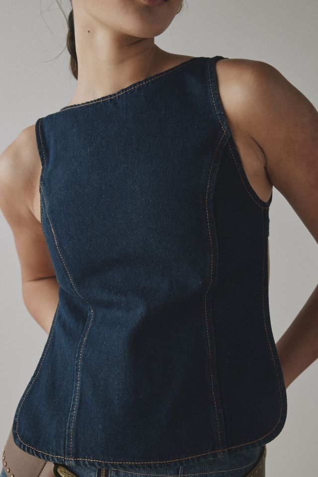Lioness Rider Backless Denim Vest Top #1