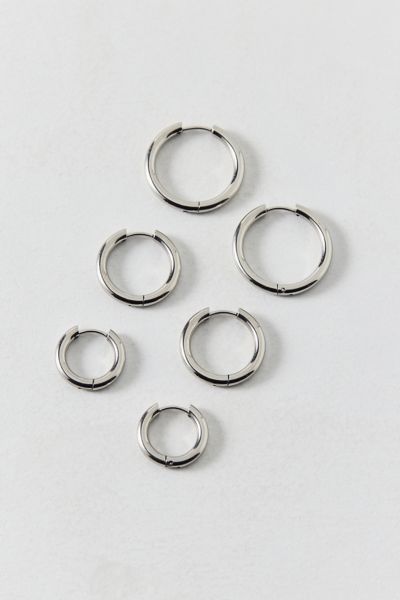 Urban Outfitters Essential Waterproof Tube Hoop Earring Set In Silver, Women's At