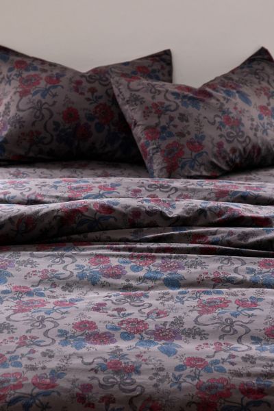 Urban Outfitters Catlyn Floral Patterned Duvet Set In Carbon At  In Purple