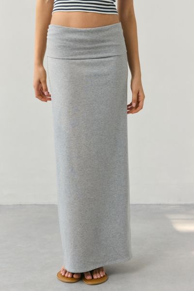 Out From Under Bec Foldover Maxi Skirt In Grey, Women's At Urban Outfitters In Gray