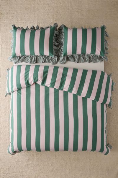 Striped Ruffle Duvet Cover Set