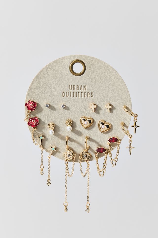 Belladona Chain Post & Hoop Earring Set #2