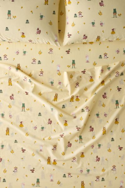 Urban Outfitters Party Animals Patterned Sheet Set In Butter At  In Yellow
