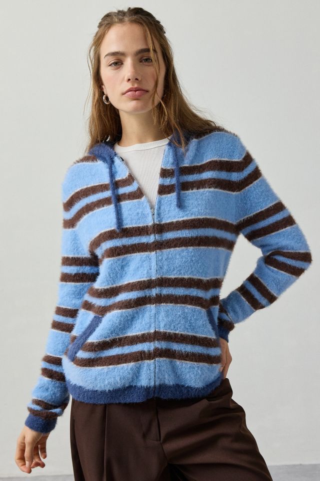 Daisy Street Striped Zip-Up Hoodie Sweater #1