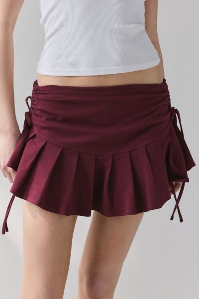 Out From Under Bec Pleated Micro Mini Skort In Maroon, Women's At Urban Outfitters