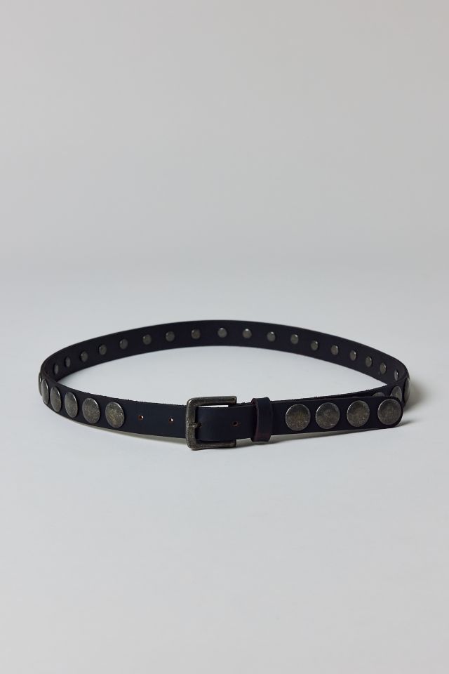 Heavy Metal Studded Slim Leather Belt #1