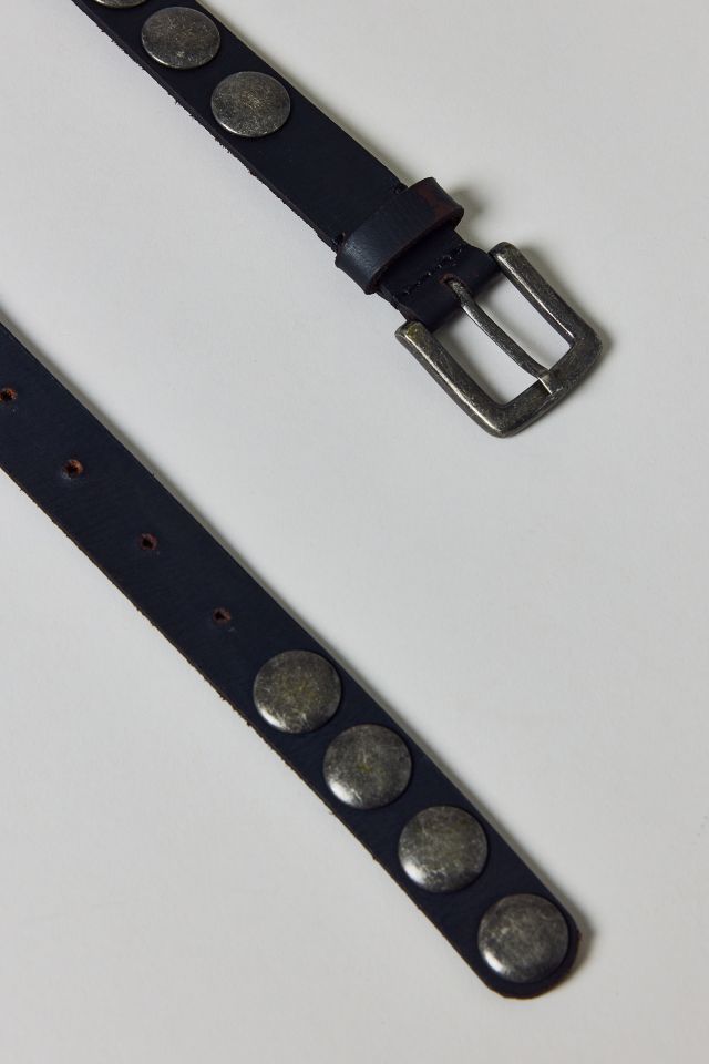 Heavy Metal Studded Slim Leather Belt #2