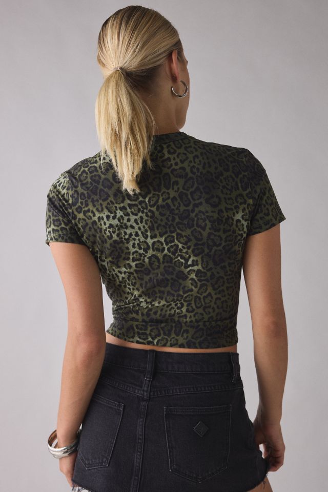 True Religion Crystal Graphic Leopard Print Baby Tee #1