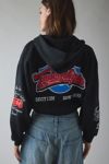 True Religion Crystal Patched Graphic Zip-Up Hoodie Sweatshirt