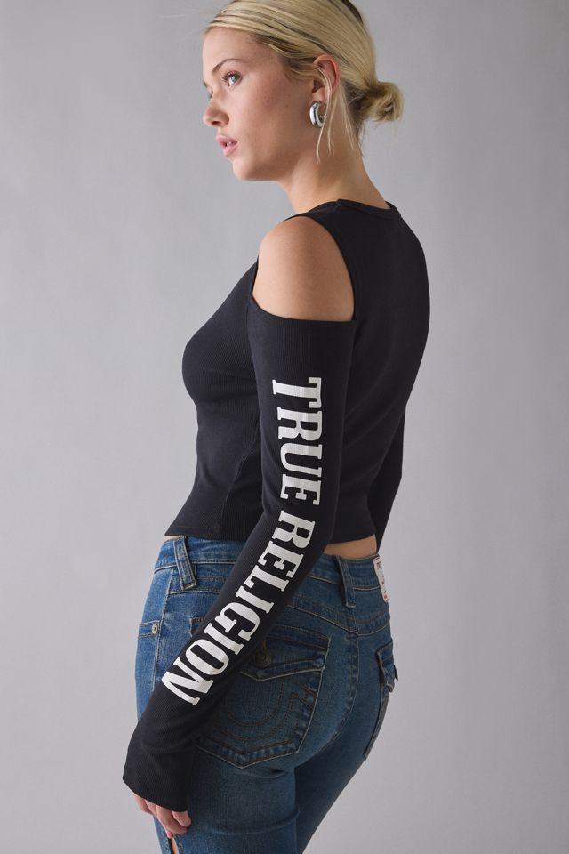 True Religion Ribbed Cutout Long Sleeve Top #1