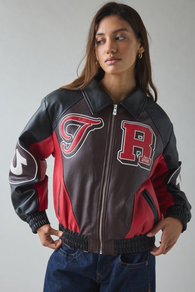 True Religion Colorblocked Faux Leather Varsity Jacket In Red, Women's At Urban Outfitters In Red