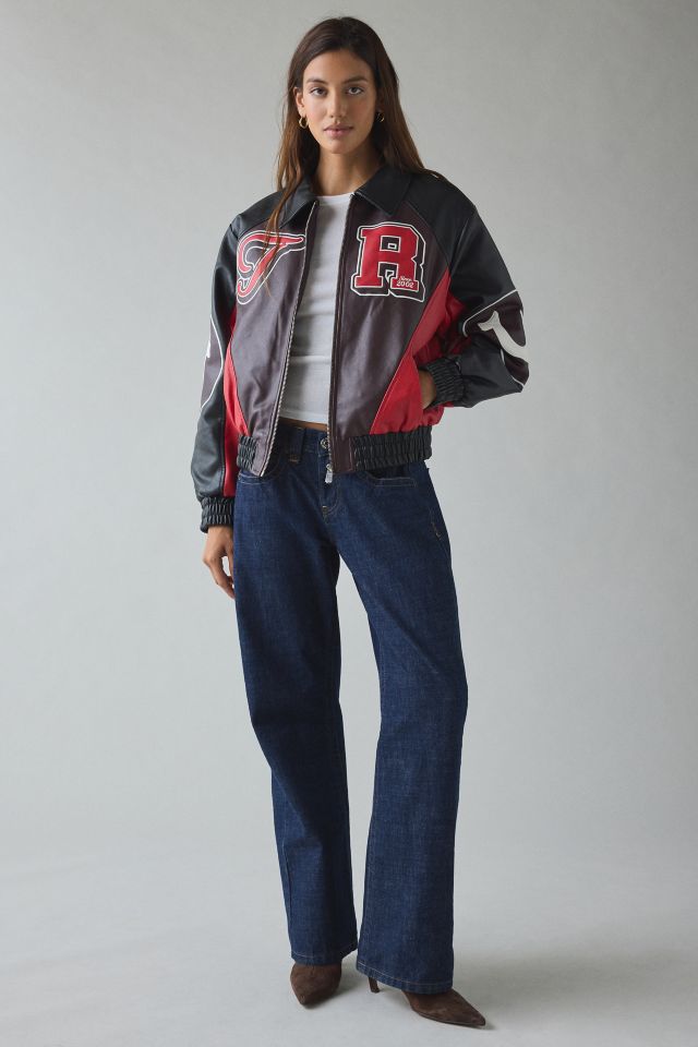 True Religion Colorblocked Faux Leather Varsity Jacket #2