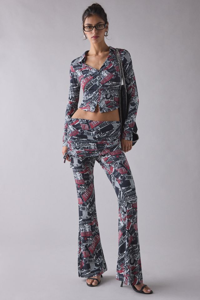 True Religion World Tour Print Long Sleeve Button-Up Top #2
