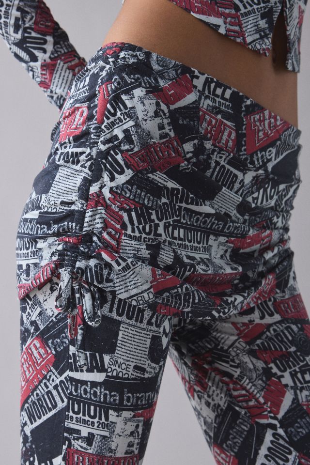 True Religion World Tour Print Asymmetric Ruched Foldover Pant #2
