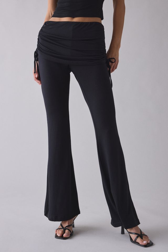 True Religion Asymmetric Ruched Side-Tie Foldover Flare Pant #1