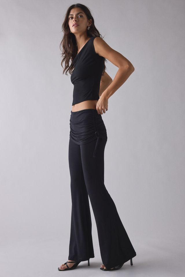 True Religion Asymmetric Ruched Side-Tie Foldover Flare Pant #3