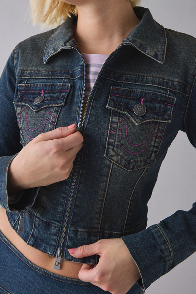 True Religion Slim Zip-Up Denim Jacket