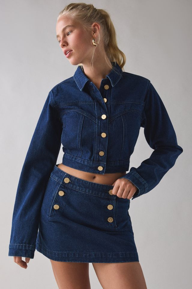 Abrand 95 Honey Pie Button Denim A-Line Mini Skirt #1
