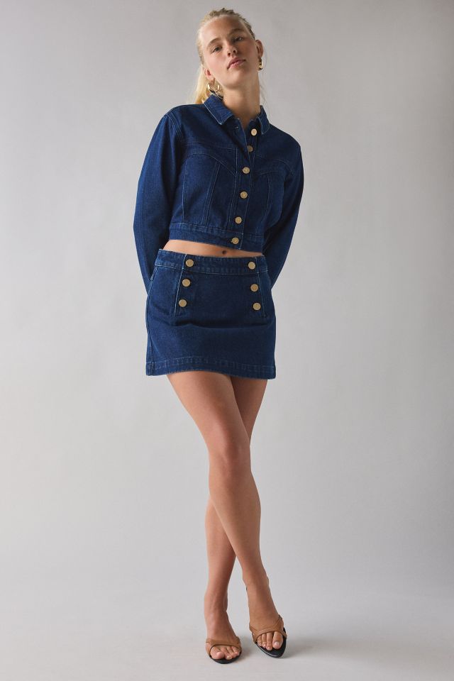 Abrand 95 Honey Pie Button Denim A-Line Mini Skirt #2
