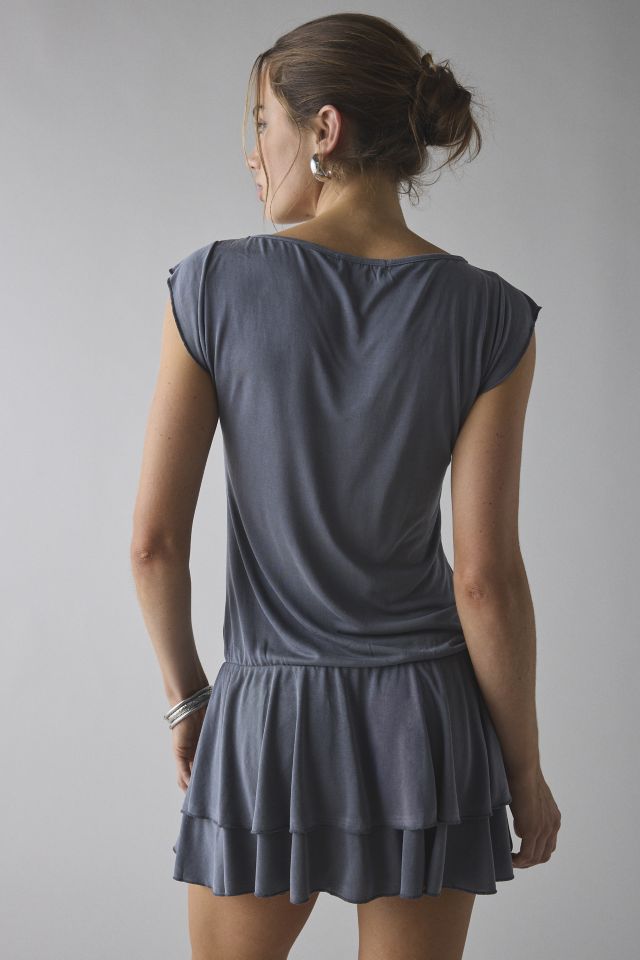 Motel Lalana Boxy Drop Waist Tiered Mini Dress #2