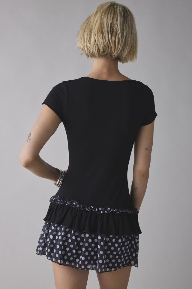 Motel Navya Ruffle Wrap Drop Waist Mini Dress #1
