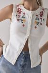 BDG Gigi Embroidered Knit Button-Down Tank Top