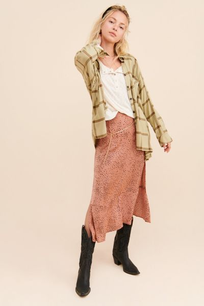 Saltwater Luxe Speckled Flounce Midi Skirt