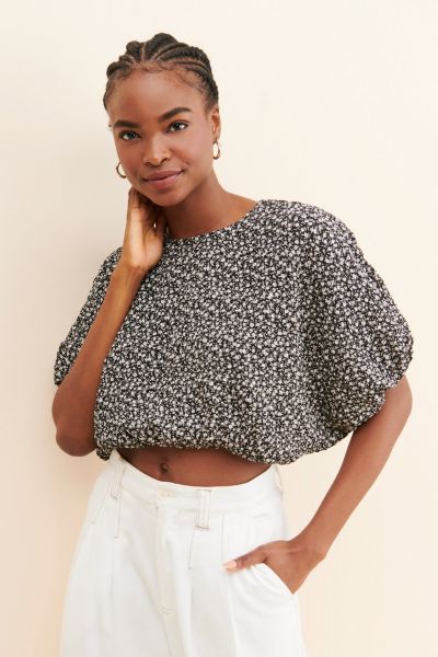 English Factory Crinkled Floral Top