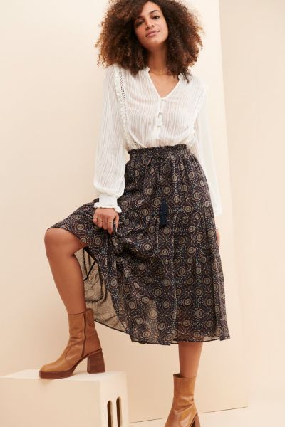Dress Forum Boho Print Tiered Skirt