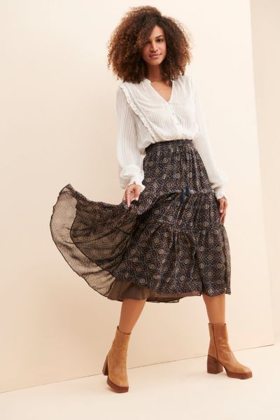 Dress Forum Boho Print Tiered Skirt