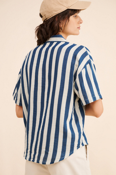 Brixton Mykonos Striped Boyfriend Shirt