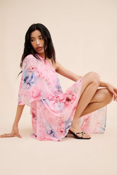 Guizio Ayla One-Shoulder Chiffon Dress