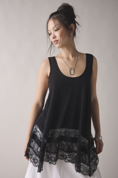 Kimchi Blue Winona Lace Trim Hanky Hem Tunic Tank Top