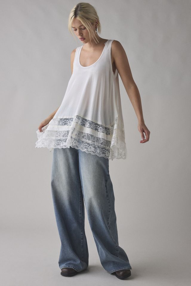 Kimchi Blue Winona Lace Trim Hanky Hem Tunic Tank Top #2