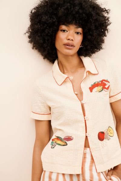 BDG Souvenir Applique Seersucker Shirt