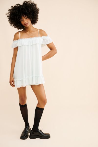 Kimchi Blue Stella Off-The-Shoulder Babydoll Mini Dress