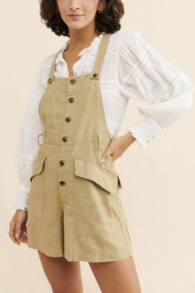 Boho Linen Short Overalls
