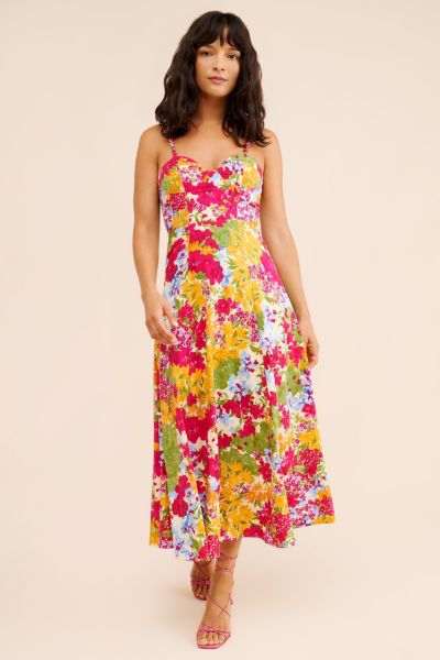 Dress Forum Sleeveless Floral Corset Midi Dress