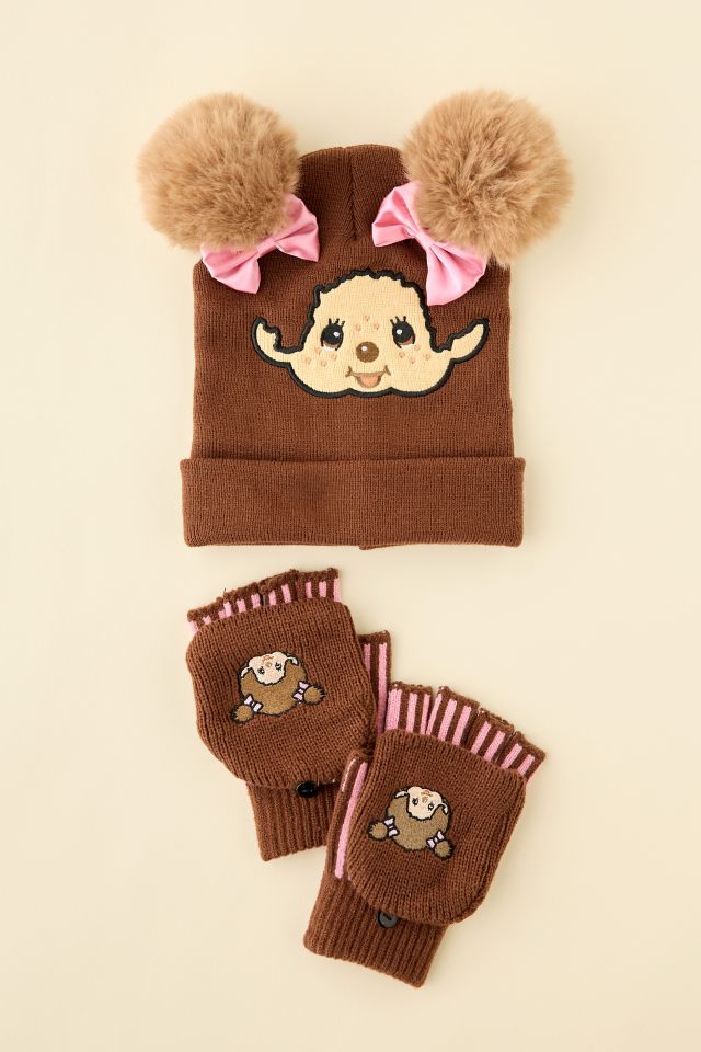 Ensemble de Tuque et de Gants en Tricot Monchhichi pour Temps Froid #1