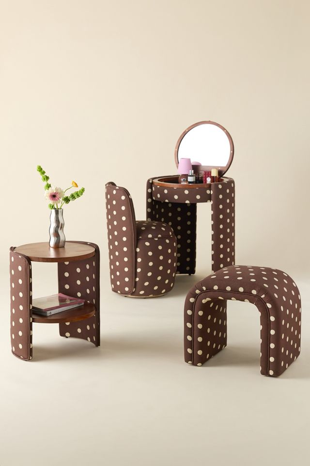 Jane Round Upholstered Storage Nightstand #4