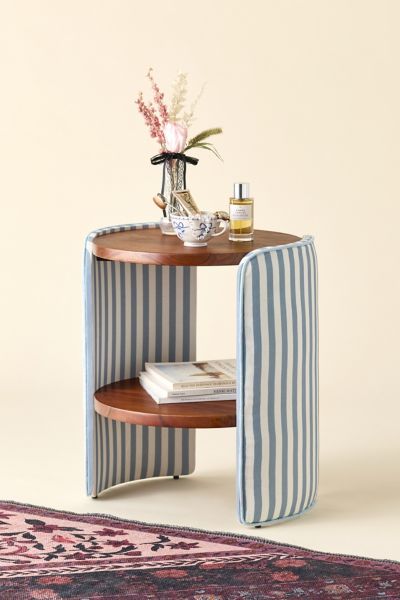 Urban Outfitters Jane Round Upholstered Storage Nightstand In Blue Rhea At  In Brown