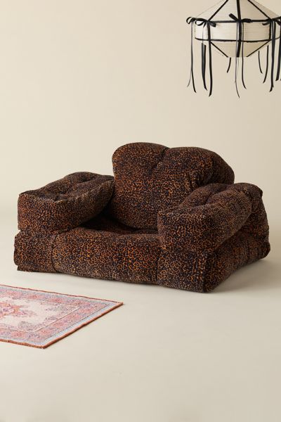 Urban Outfitters Lira Convertible Velvet Lounge Chair In Leopard At  In Brown
