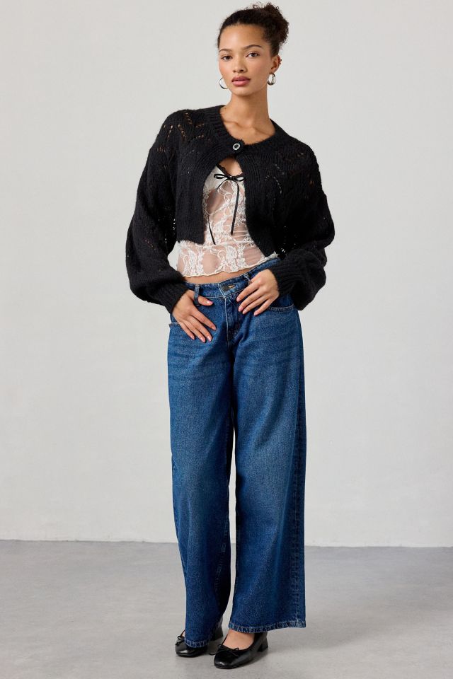 Kimchi Blue Pointelle Knit Tie-Back Cropped Shrug Cardigan #2