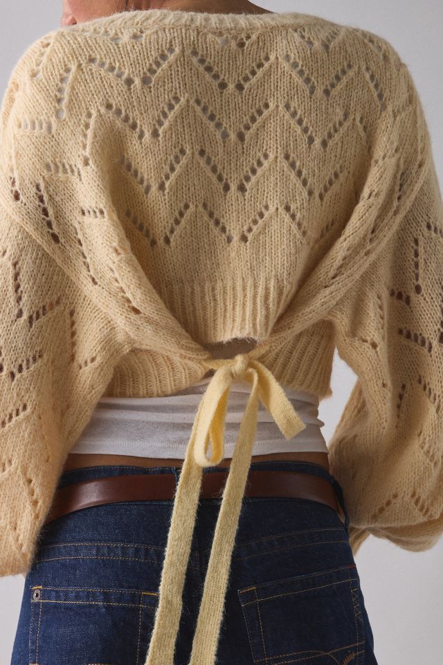 Kimchi Blue Pointelle Knit Tie-Back Cropped Shrug Cardigan #3