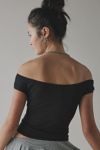 UO Fia Mesh Off-The-Shoulder Crop Top