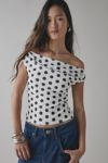 UO Fia Mesh Off-The-Shoulder Crop Top