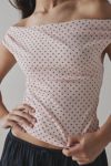 UO Fia Mesh Off-The-Shoulder Crop Top