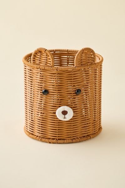 Bear Woven Plastic Trash Bin