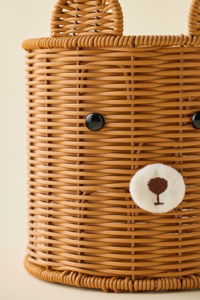 Bear Woven Plastic Trash Bin #1