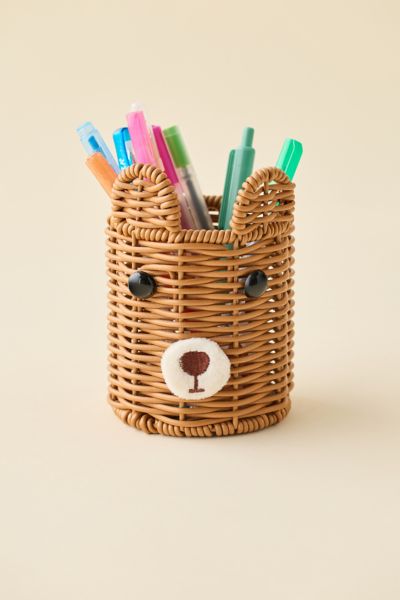 Bear Woven Plastic Pencil Cup